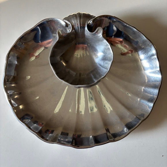Wilton Armetale Claim Shell Chip Serving Tray & Dip Small Bowl - Picture 1 of 8